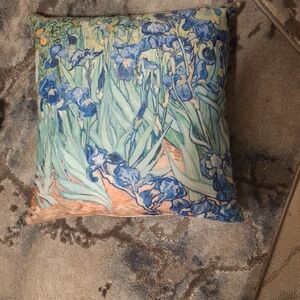 Floral Cushion Cover with Blue and Green Irises